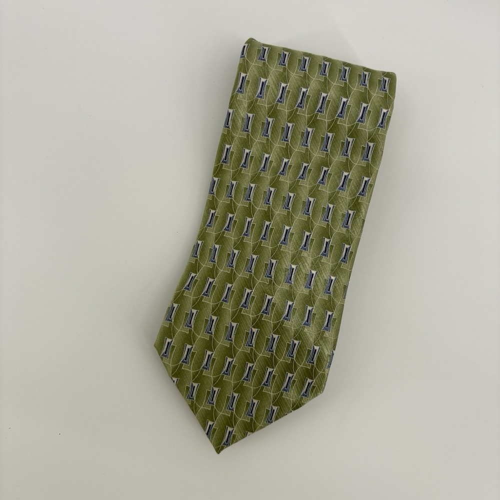 Meeting Street 100% Silk‎ Olive Green and Blue Men's Neck Tie 60 inches long